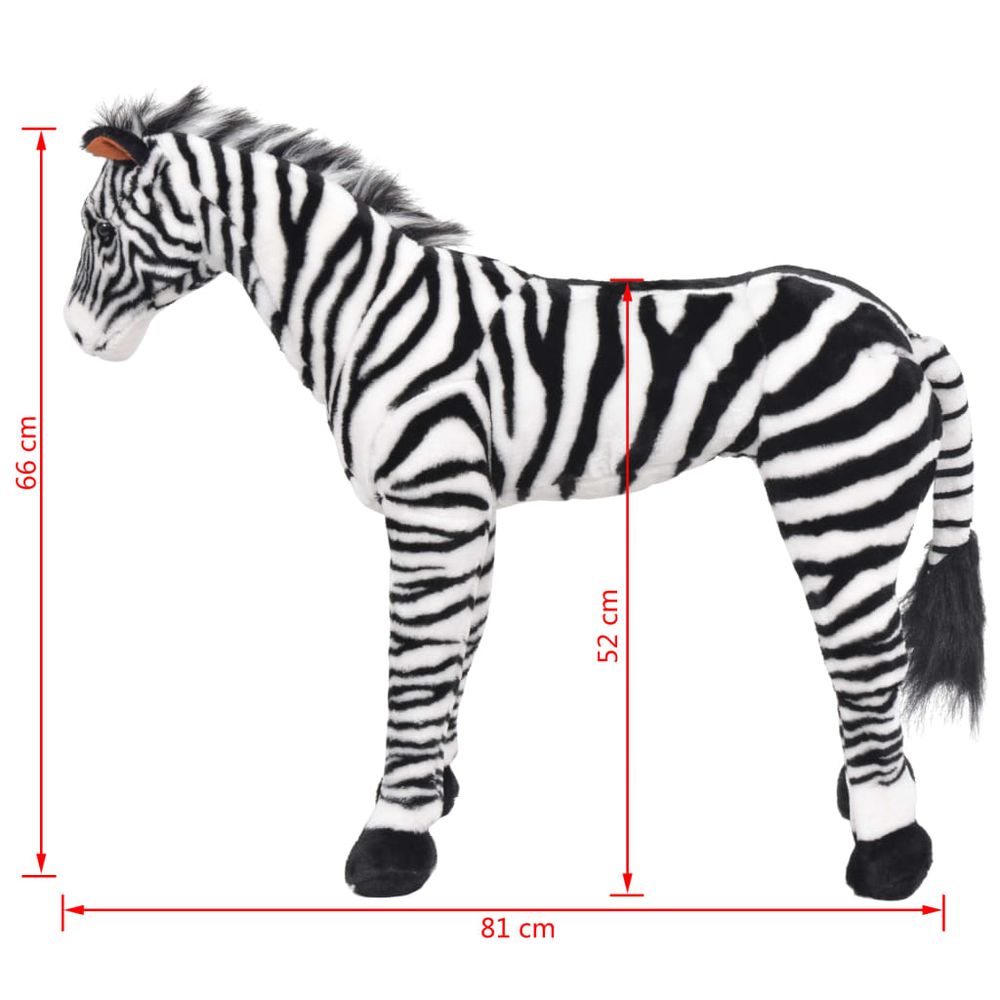Standing Plush Toy Zebra Black and White XXL - anydaydirect