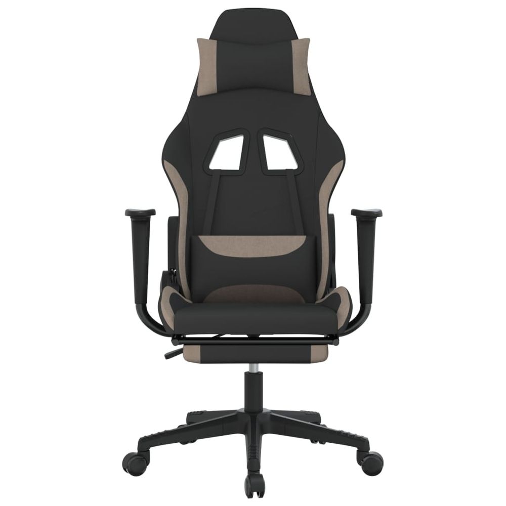 Massage Gaming Chair with Footrest Black and Taupe Fabric - anydaydirect