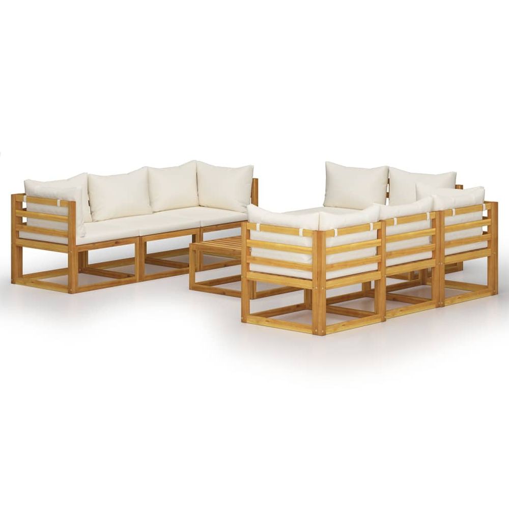 9 Piece Garden Lounge Set with Cushions Solid Wood Acacia (UK/IE/FI/NO only) - anydaydirect