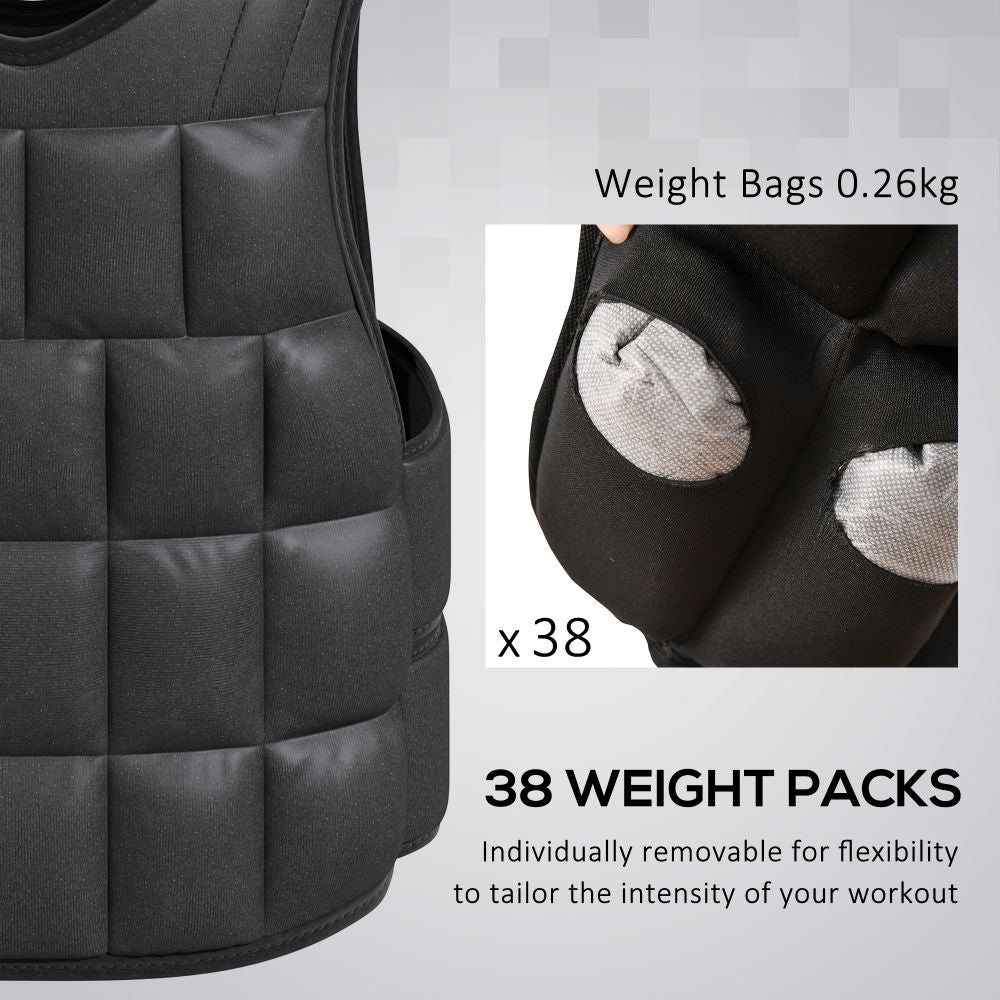 15KGS Adjustable Weight Vest Running Gym Training Weight Loss, Black - anydaydirect