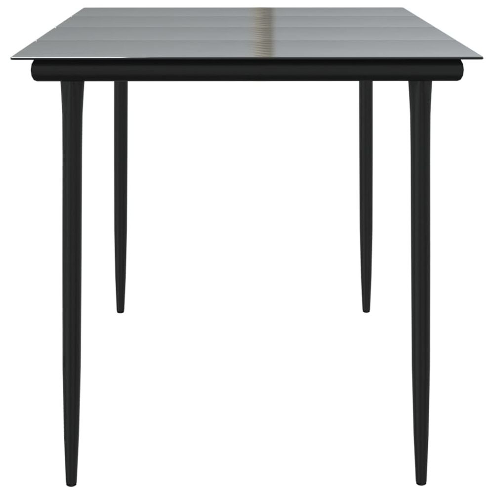 Garden Dining Table Black 160x80x74cm Steel and Tempered Glass - anydaydirect