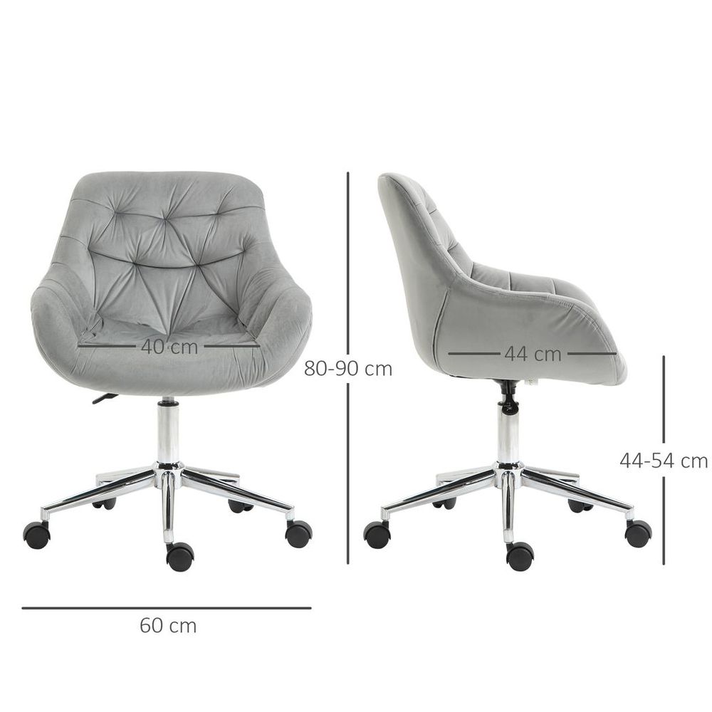 Velvet Home Office Chair Comfy Desk Chair w/ Adjustable Height Armrest Grey - anydaydirect