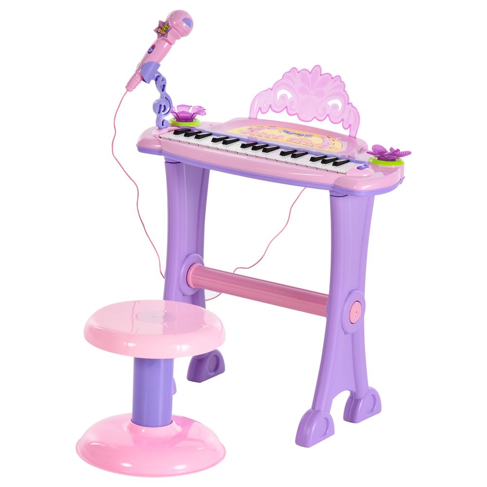 Mini Battery Organ Piano Microphone Stool 32 Key Keyboard Kids Toy - anydaydirect