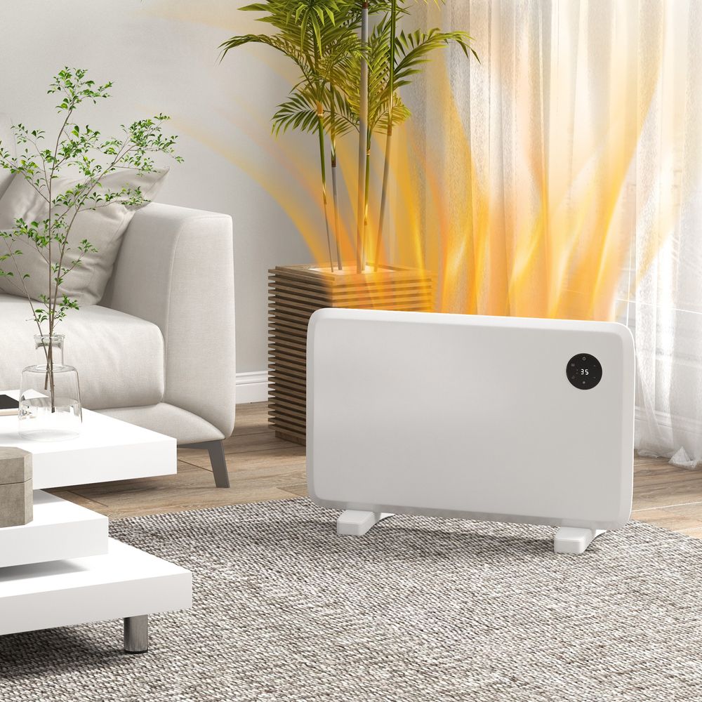 1200W Electric Convector Heater, Quiet Space Heater with LED Display, White - anydaydirect