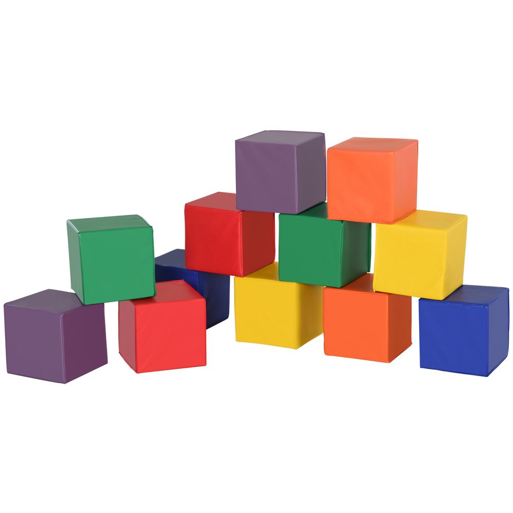 12 Piece Kids Soft Play Blocks Soft Foam Toy Building Stacking Block HOMCOM - anydaydirect