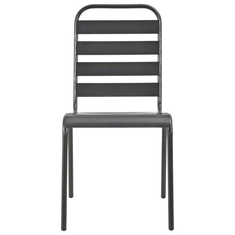 Stackable Outdoor Chairs 2 pcs Steel Grey - anydaydirect