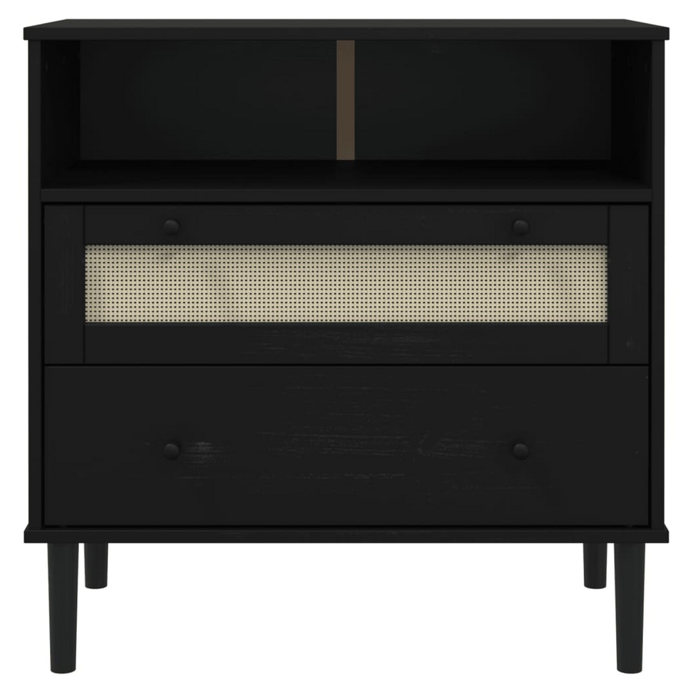 vidaXL Sideboard SENJA Rattan Look Black 80x40x80 cm Solid Wood Pine - anydaydirect