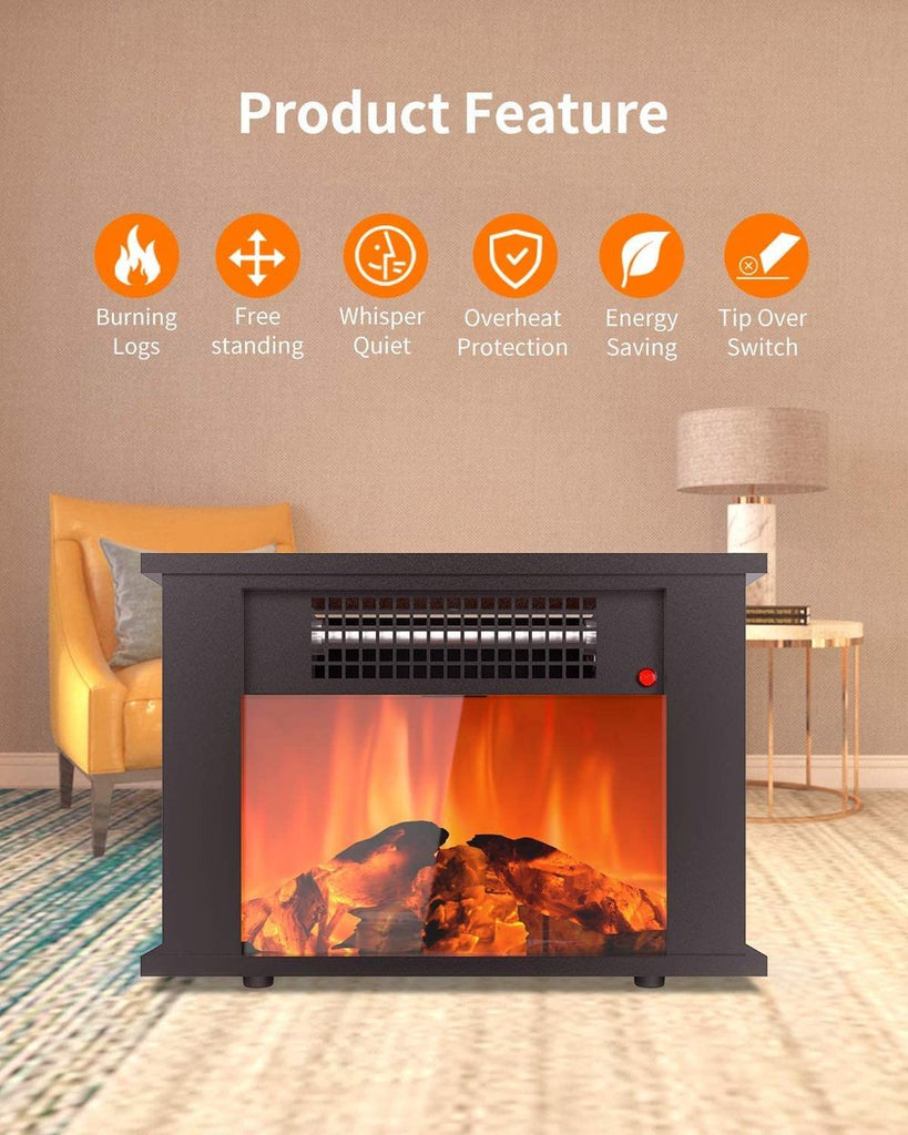 Mini Desktop Electric Fireplace Portable Space Heater Fireplace Freestanding with Flame Effect and Overheating/Tip-Over Protection, 1000W(3400BTU) & Office Use & Home Use - anydaydirect