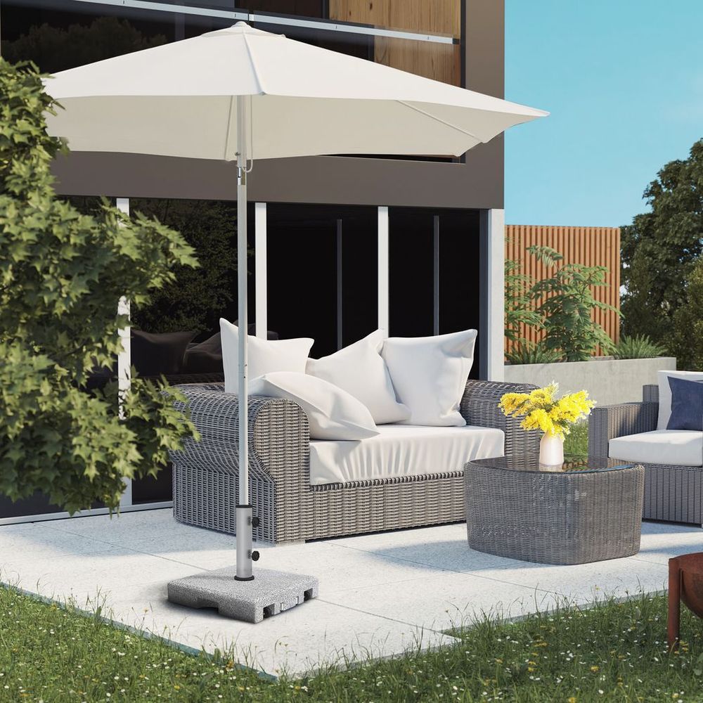 Outsunny 28kg Heavy Duty Granite Parasol Base with Wheels, Retractable Handle - anydaydirect