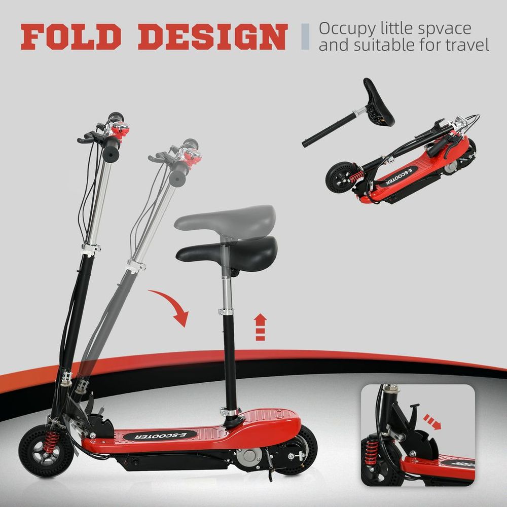 HOMCOM Folding Electric Scooter with Warning Bell, for Ages 4-14 Years, Red - anydaydirect