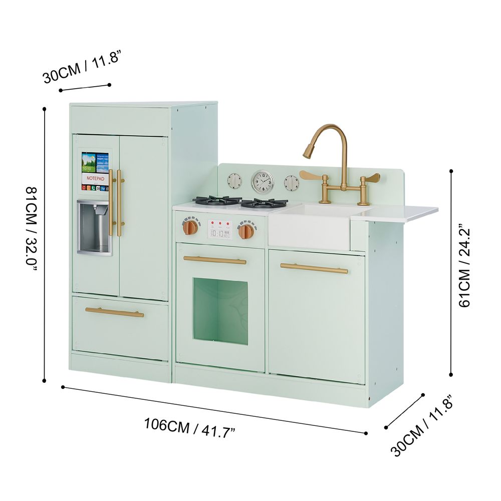 Childrens Little Chef Chelsea Wooden Play Kitchen Mint TD-12302M - anydaydirect