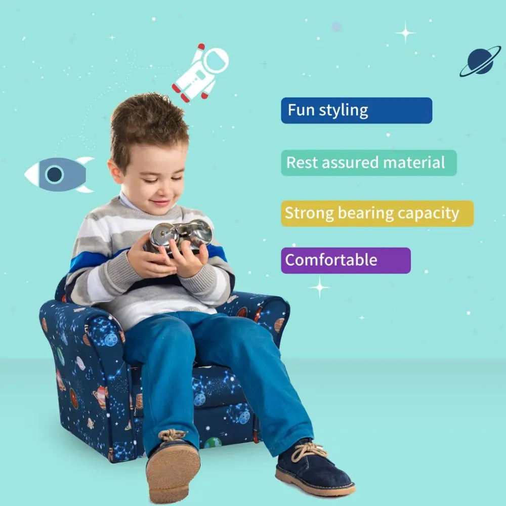 Children Kids Mini Sofa Armchair, Planet-Themed Chair, for Bedroom, Playroom - anydaydirect
