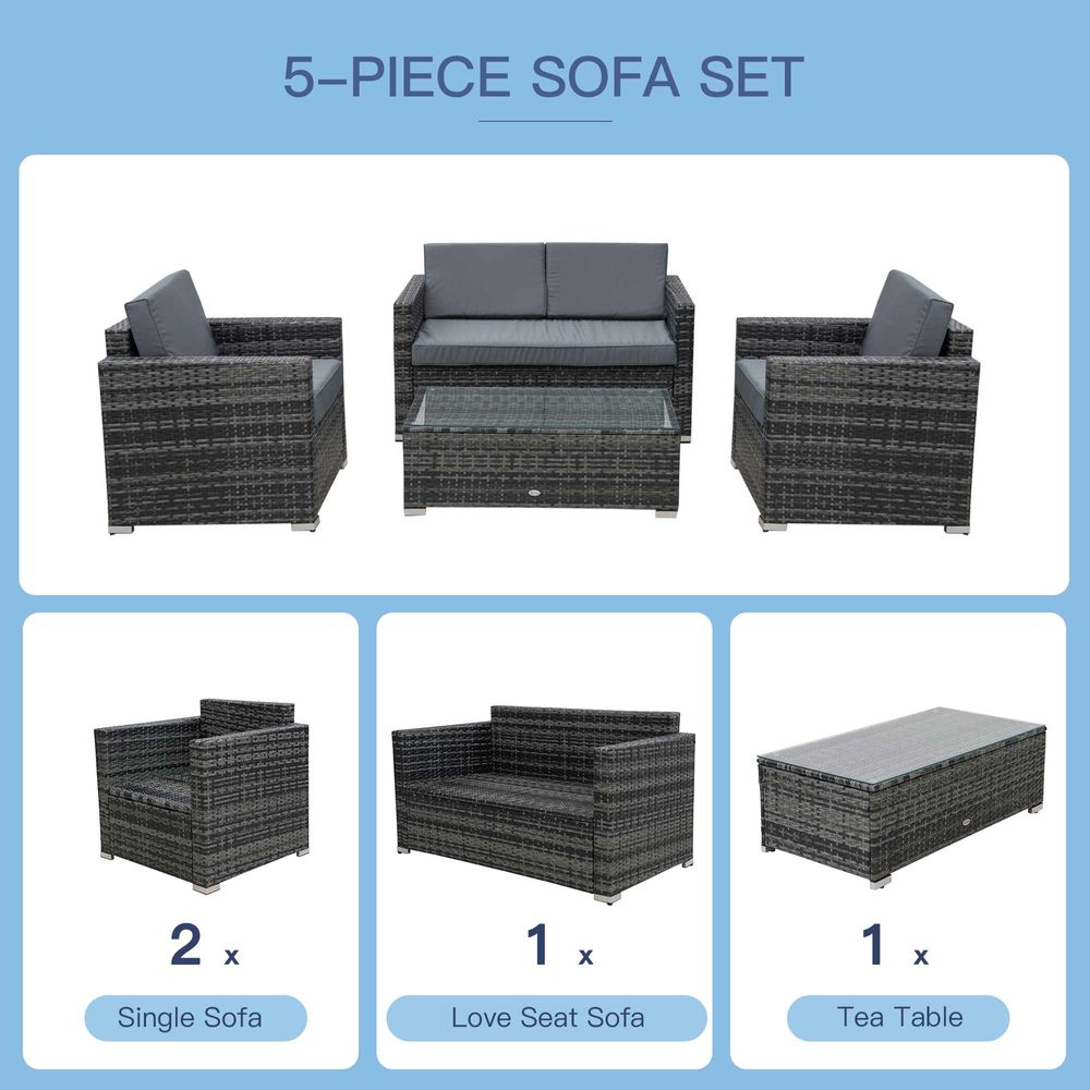 4-Seater Rattan Sofa Set Table - anydaydirect