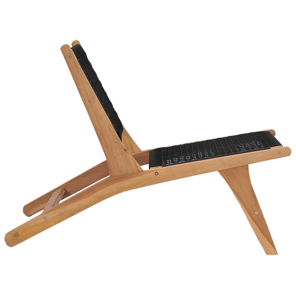 Sun Lounger with Footrest Solid Teak Wood and Rope - anydaydirect