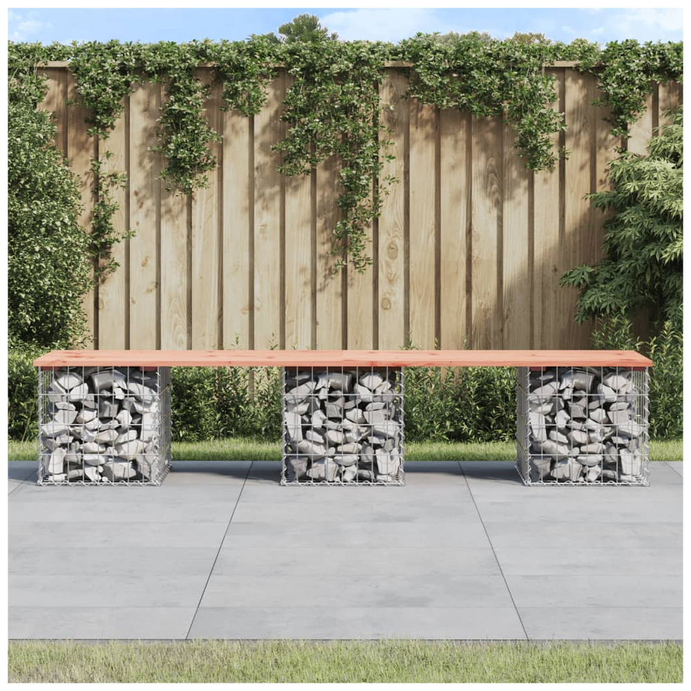 vidaXL Garden Bench Gabion Design 203x44x42 cm Solid Wood Douglas - anydaydirect