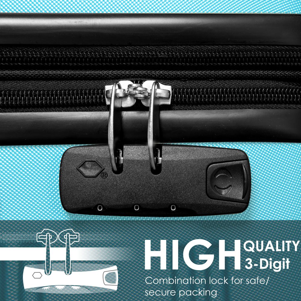 ABS Hard shell Trolley Suitcase 4 wheel Luggage set Hand Luggage, 28, (Skyblue) - anydaydirect