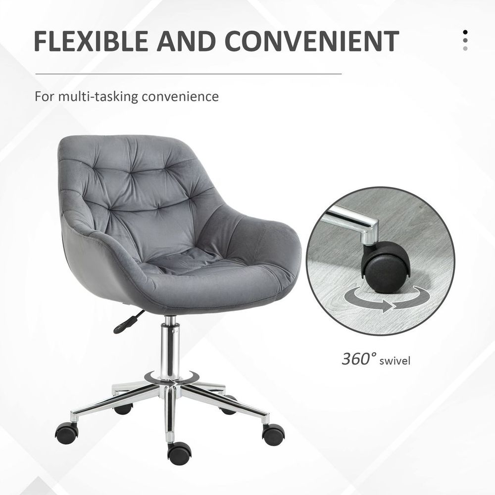 Velvet Home Office Chair Comfy Desk Chair w/ Adjustable Height Armrest Dark Grey - anydaydirect