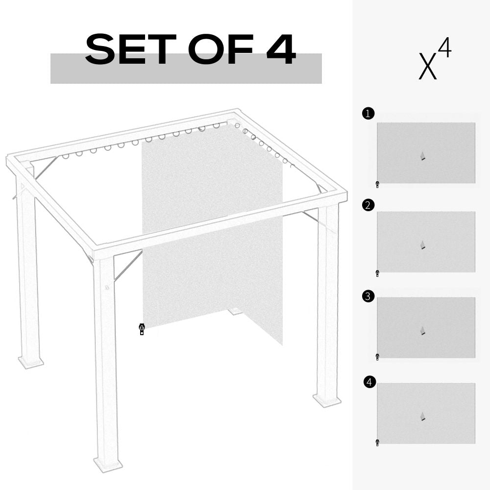 4Pk Gazebo Replacement Sidewalls Privacy Panel for Most 3 x 4m Light Grey - anydaydirect