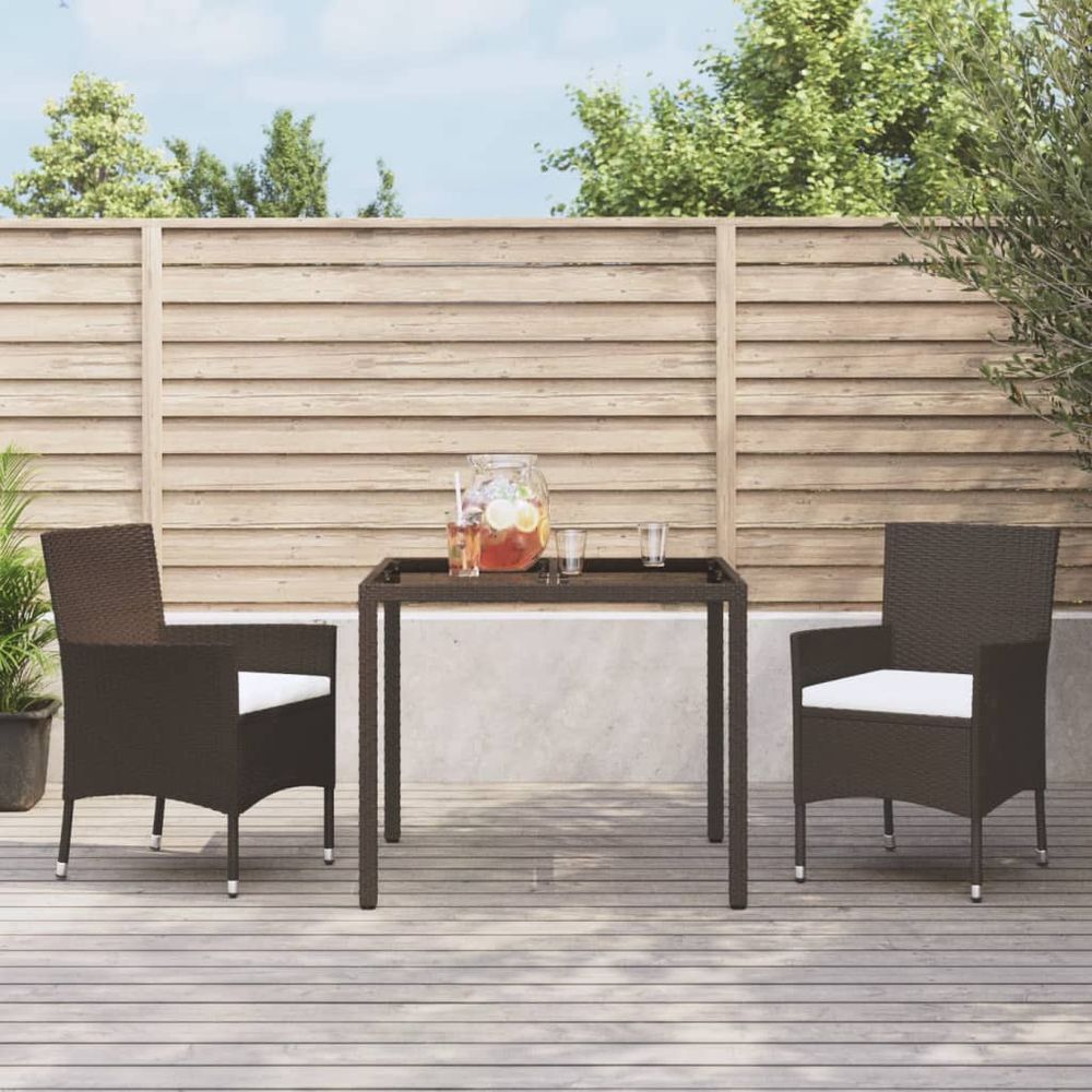 vidaXL Garden Chairs with Cushions 2 pcs Brown Poly Rattan - anydaydirect