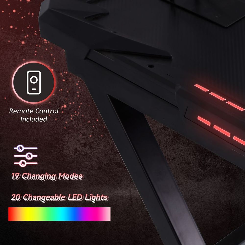 HOMCOM 1.2m Computer Gaming Desk LED Light w/ Cup Holder Headphone Hook E-Sport - anydaydirect