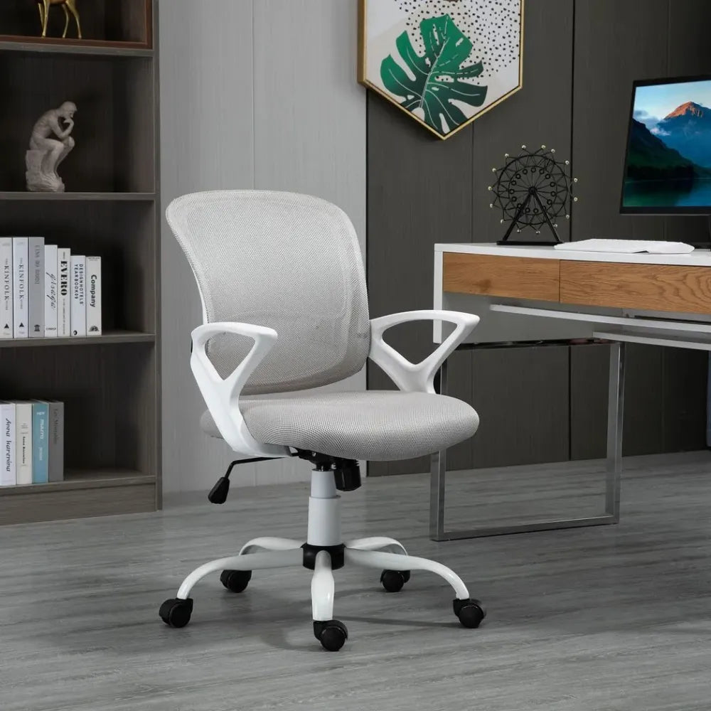 Mesh Home Office Chair Swivel Desk Task PC Chair w/ Lumbar Support, Arm, Grey - anydaydirect