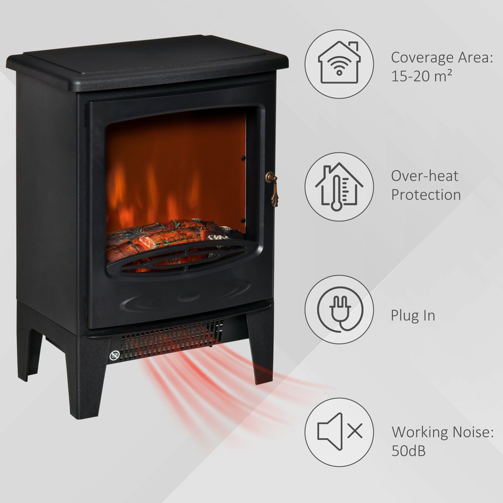 Electric Fireplace Stove Heater  Flame Effect, Overheat Safety Protection - anydaydirect