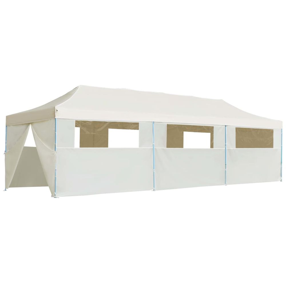Folding Pop-up Party Tent with 8 Sidewalls 3x9 m Cream - anydaydirect