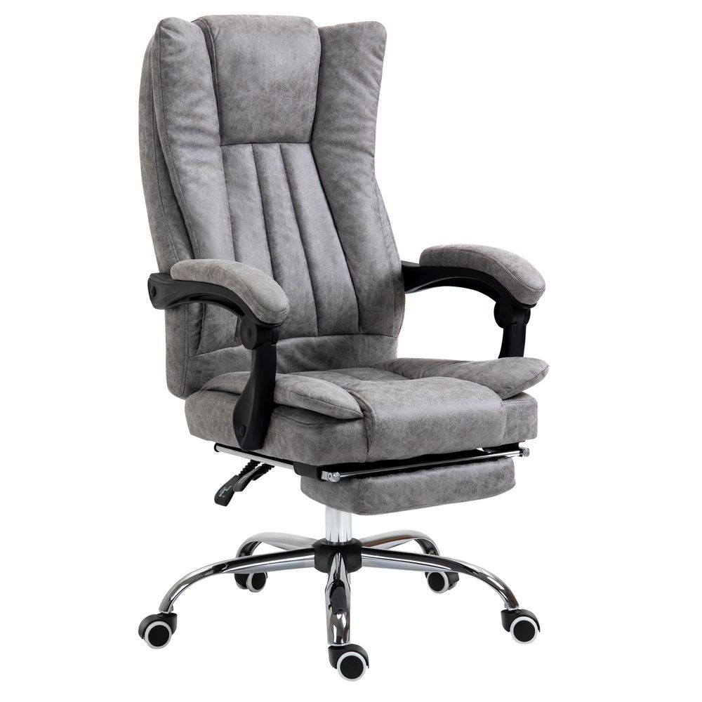 Executive Office Chair Computer Swivel Chair for Home with Arm, Footrest, Grey - anydaydirect