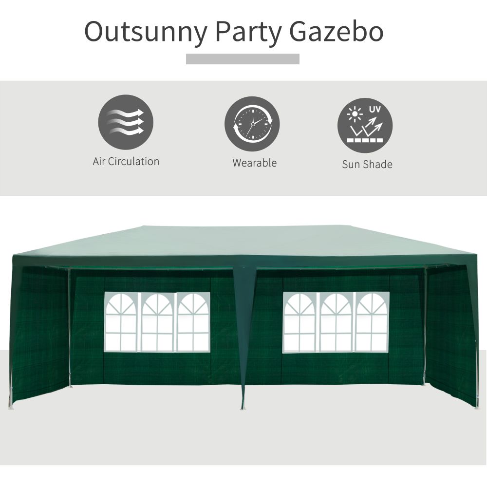 Gazebo Marquee Party Canopy Green - anydaydirect