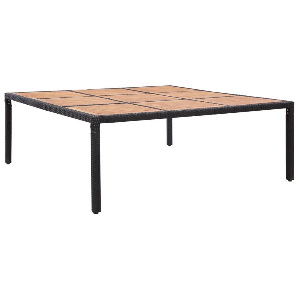 Garden Table Black 200x150x74 cm Poly Rattan and Acacia Wood - anydaydirect