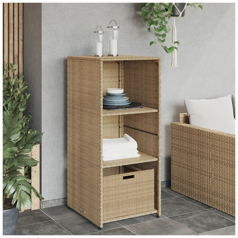 vidaXL Garden Storage Cabinet Beige 50x55x115 cm Poly Rattan - anydaydirect