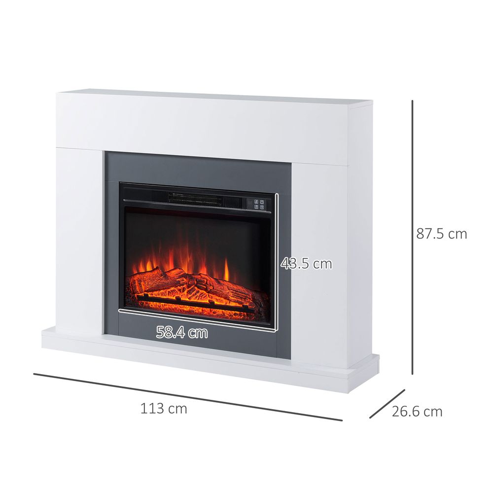 Electric Fireplace Suite Remote Freestanding Fireplace Heater with LED Flame - anydaydirect