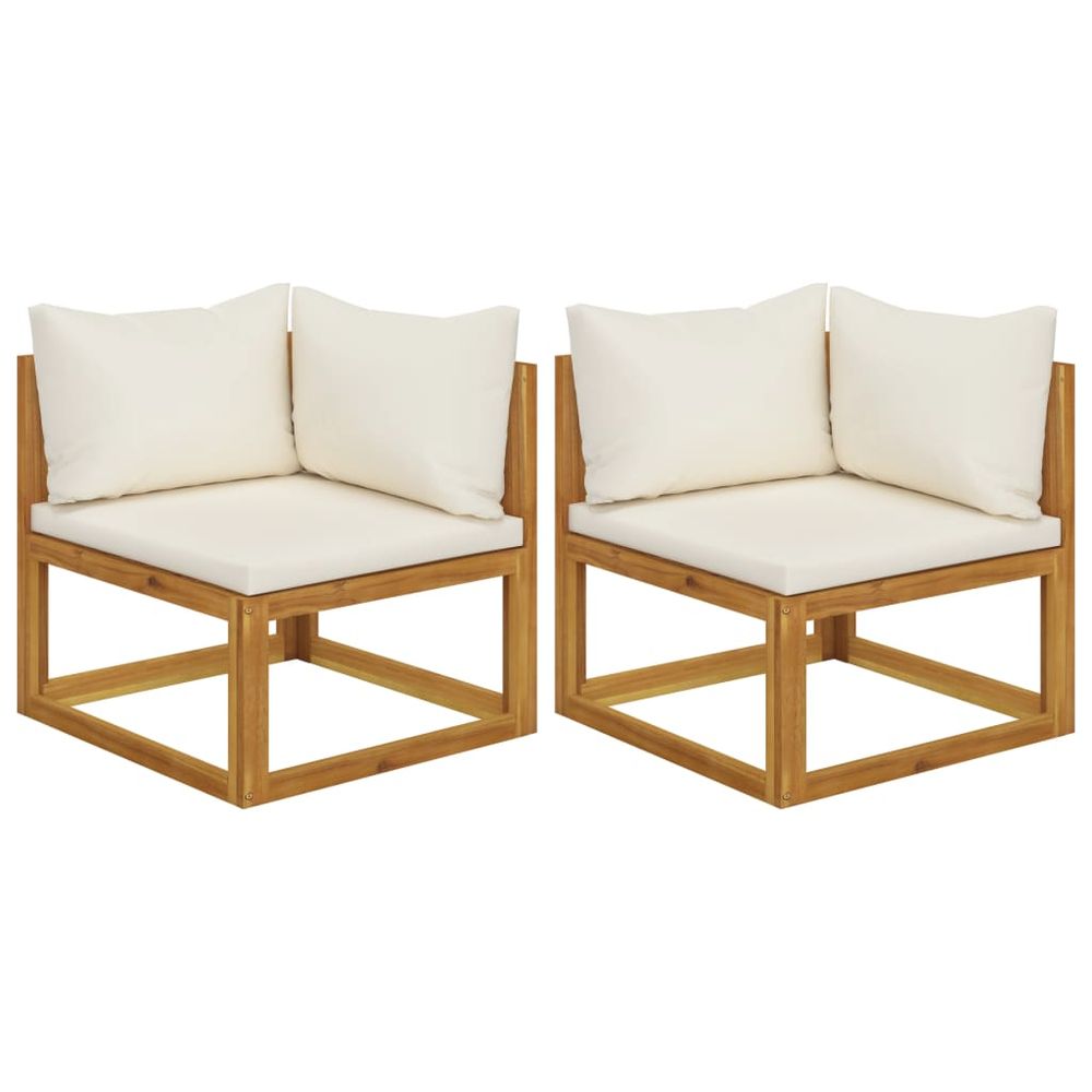 Sectional Corner Sofas 2 pcs with Cushions Solid Wood Acacia - anydaydirect