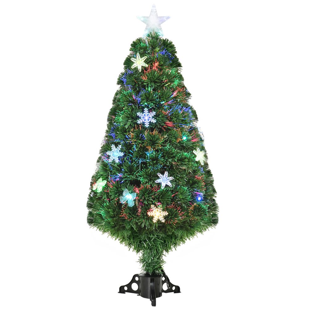 4FT Prelit Artificial Christmas Tree Fiber Optic LED Xmas Foldable Feet Green - anydaydirect