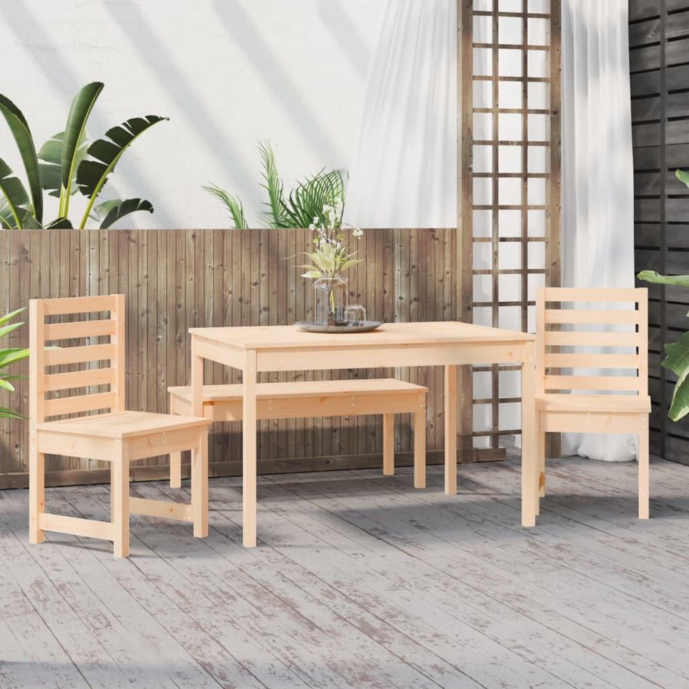 4 Piece Garden Dining Set Solid Wood Pine - anydaydirect