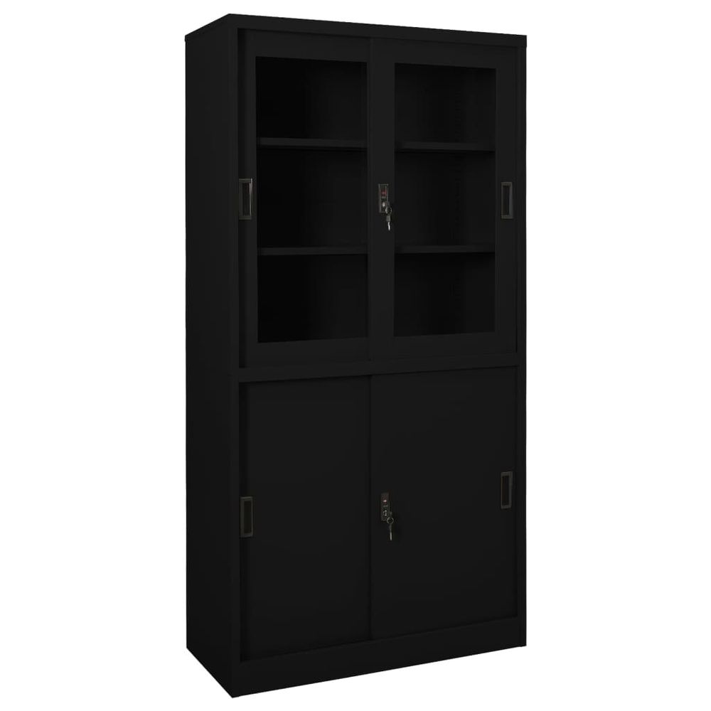 Office Cabinet with Sliding Door White 90x40x180 cm Steel - anydaydirect
