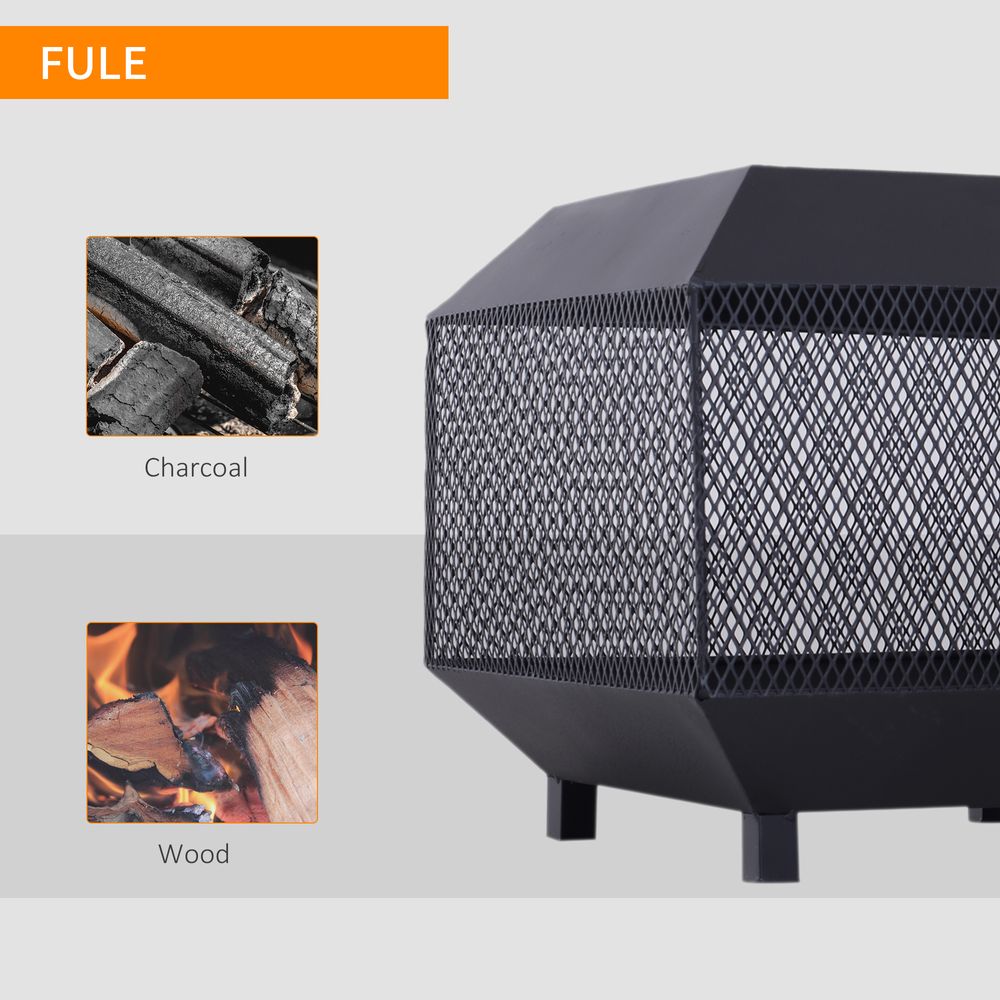Outsunny Fire Pit, Square Shape, Steel-Black - anydaydirect