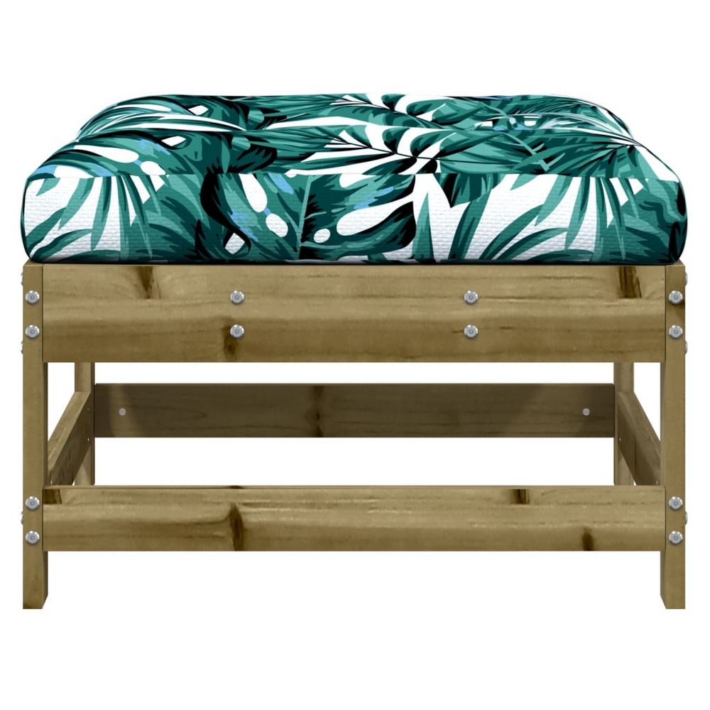 vidaXL Garden Footstool with Cushion Impregnated Wood Pine - anydaydirect