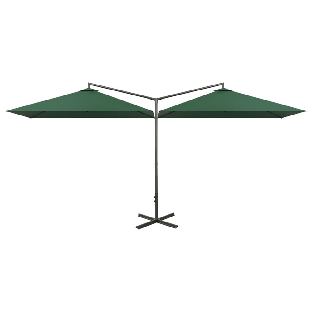 Double Parasol with Steel Pole Green 600x300 cm - anydaydirect