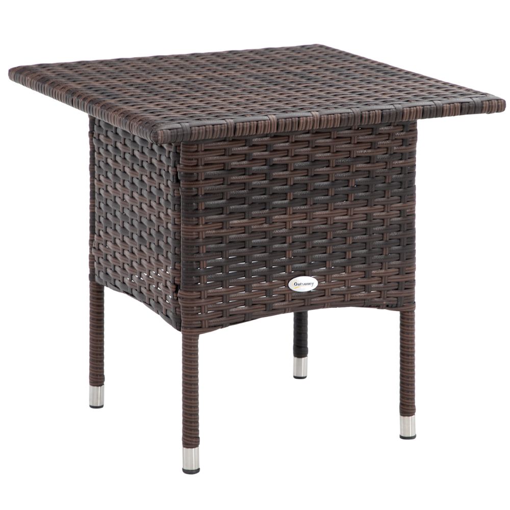 Outsunny PE Rattan Outdoor Coffee Table, Easy Match Rattan Side Table, Brown - anydaydirect