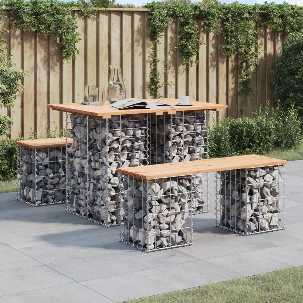 vidaXL Garden Bench Gabion Design 100x70x72 cm Solid Wood Pine - anydaydirect