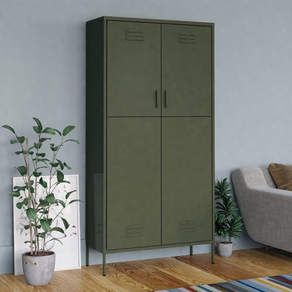 Wardrobe Olive Green 90x50x180 cm Steel - anydaydirect