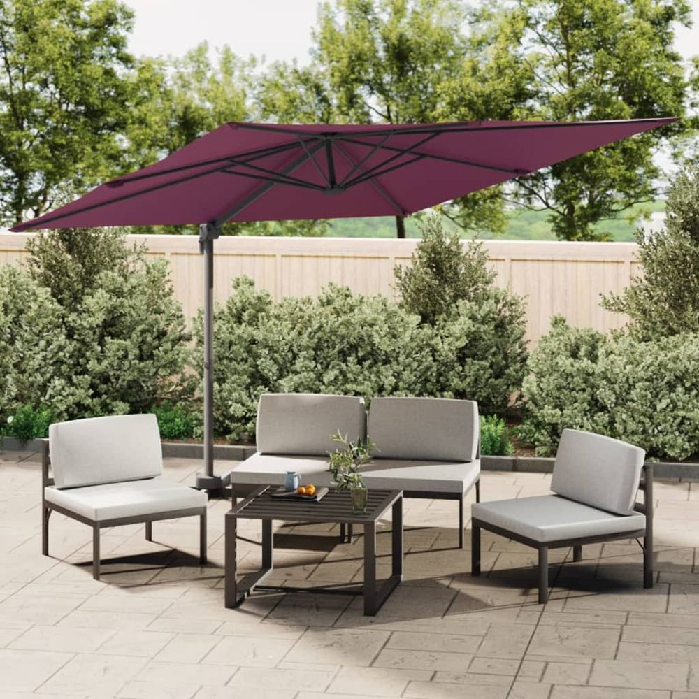 LED Cantilever Umbrella Bordeaux Red 400x300 cm - anydaydirect