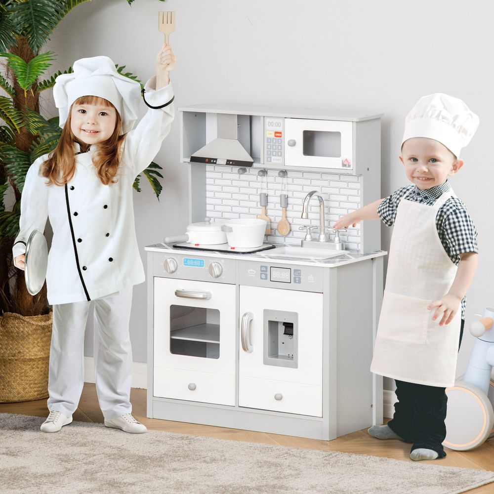 Kids Wooden Toy Kitchen Pretend Play Cooking Playset for 3-6 Years Old - anydaydirect