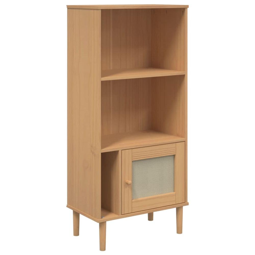 vidaXL Bookcase SENJA Rattan Look Brown 60x35x130 cm Solid Wood Pine - anydaydirect