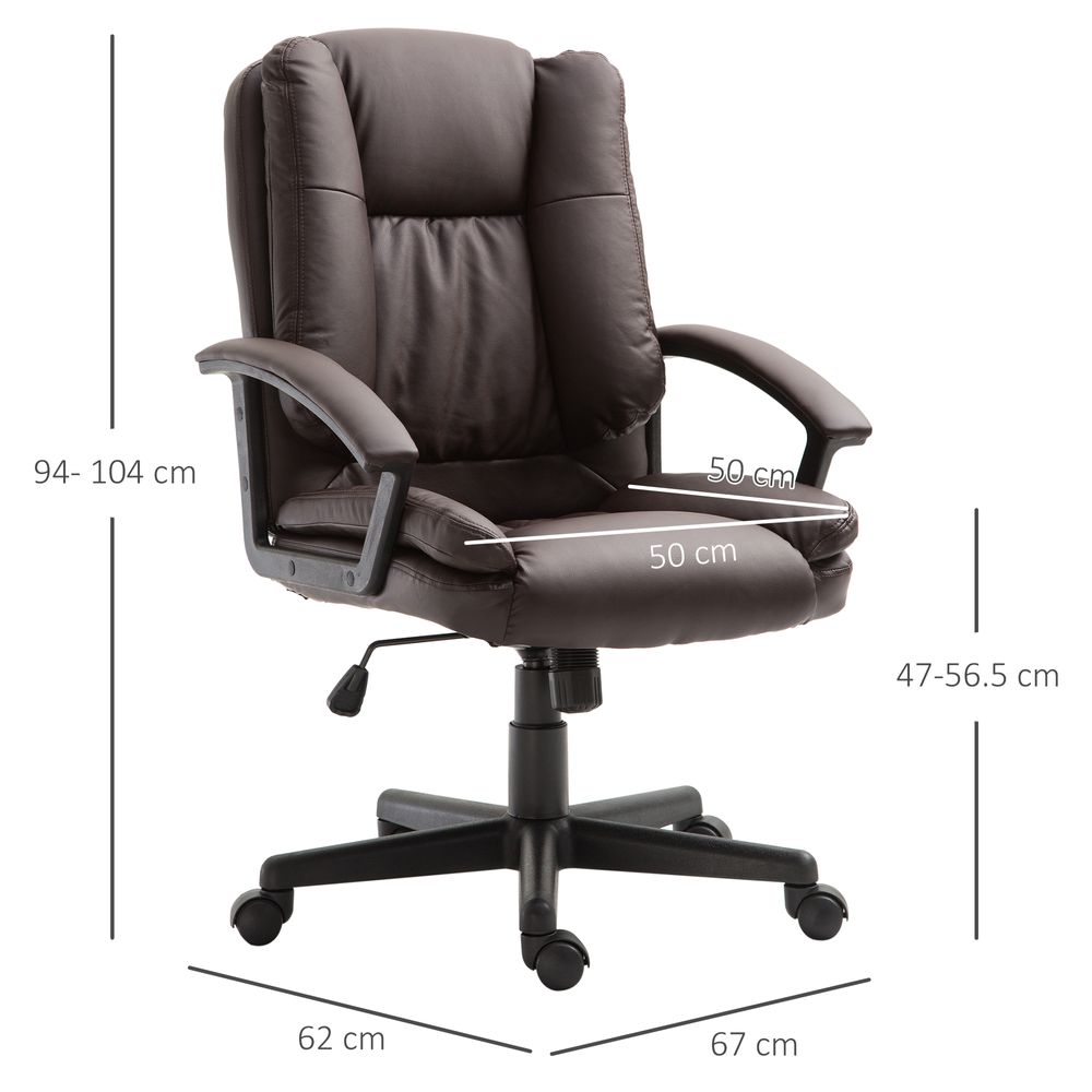 Swivel Executive Office Chair Mid Back PU Leather Chair w/ Arm, Brown HOMCOM - anydaydirect