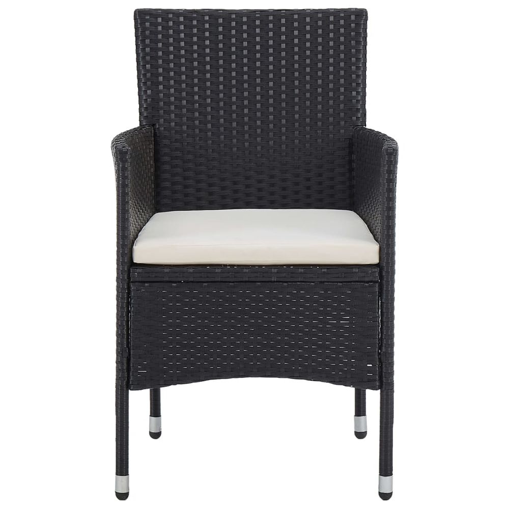 Garden Dining Chairs 2 pcs Poly Rattan Black - anydaydirect