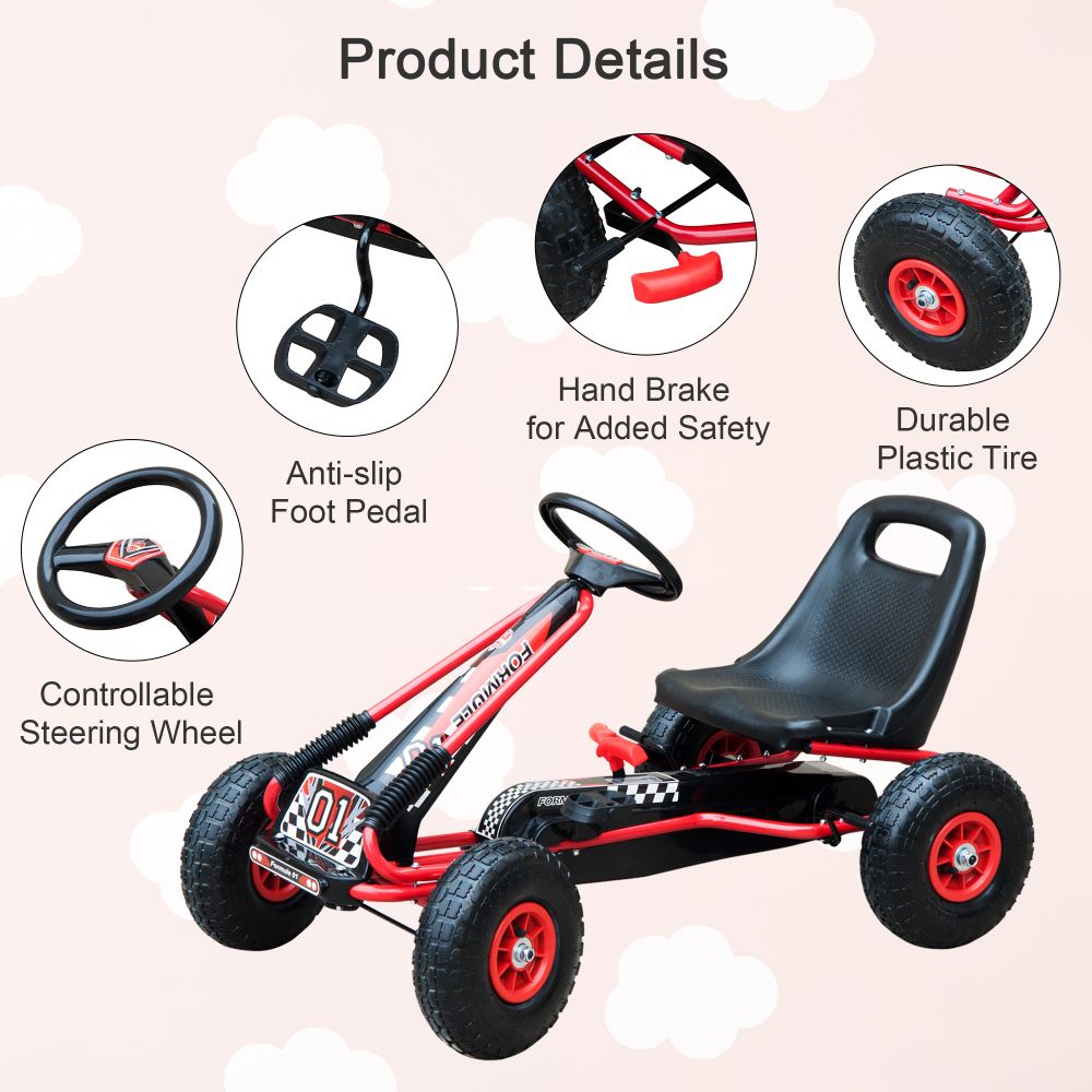 Pedal Go Kart EVA Wheels Ride-on Car Children Racing Toy Kids Gift - anydaydirect