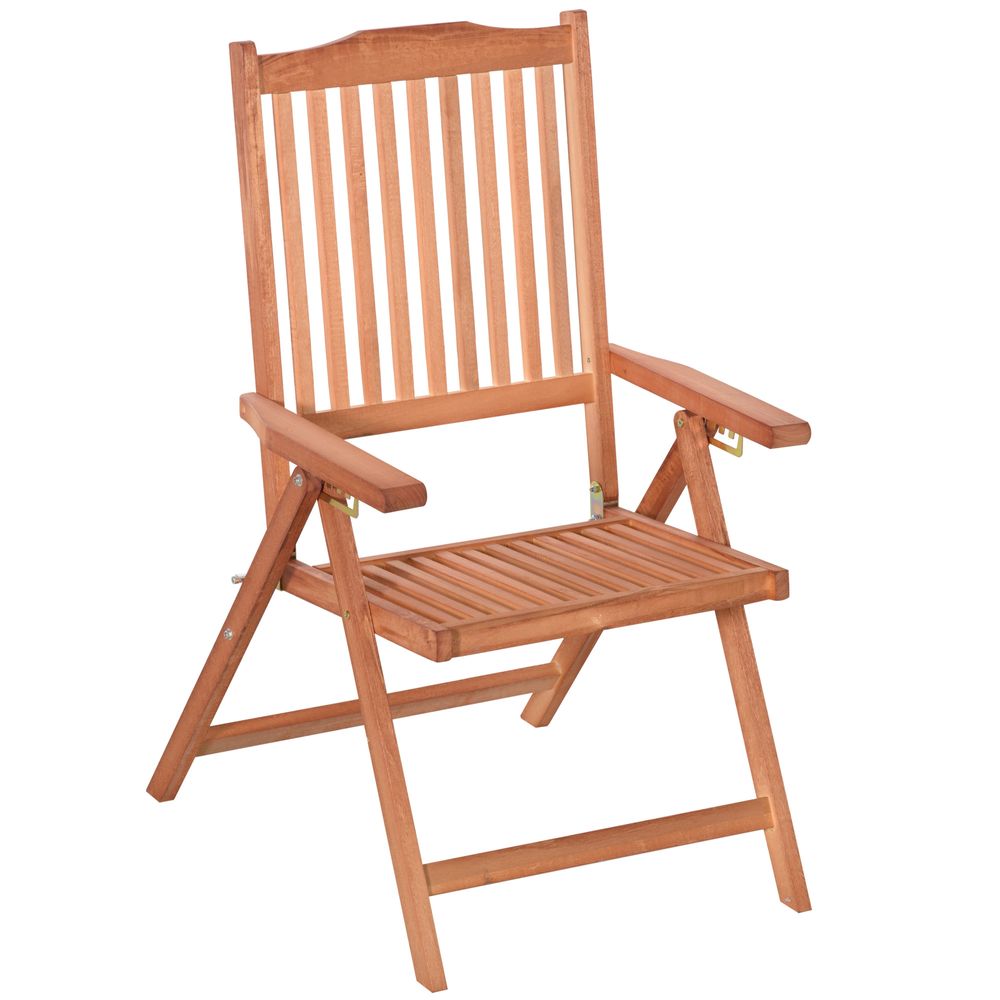 5-Position Acacia Wood Chair Folding Recliner Dining Seat Garden Outdoor Indoor - anydaydirect