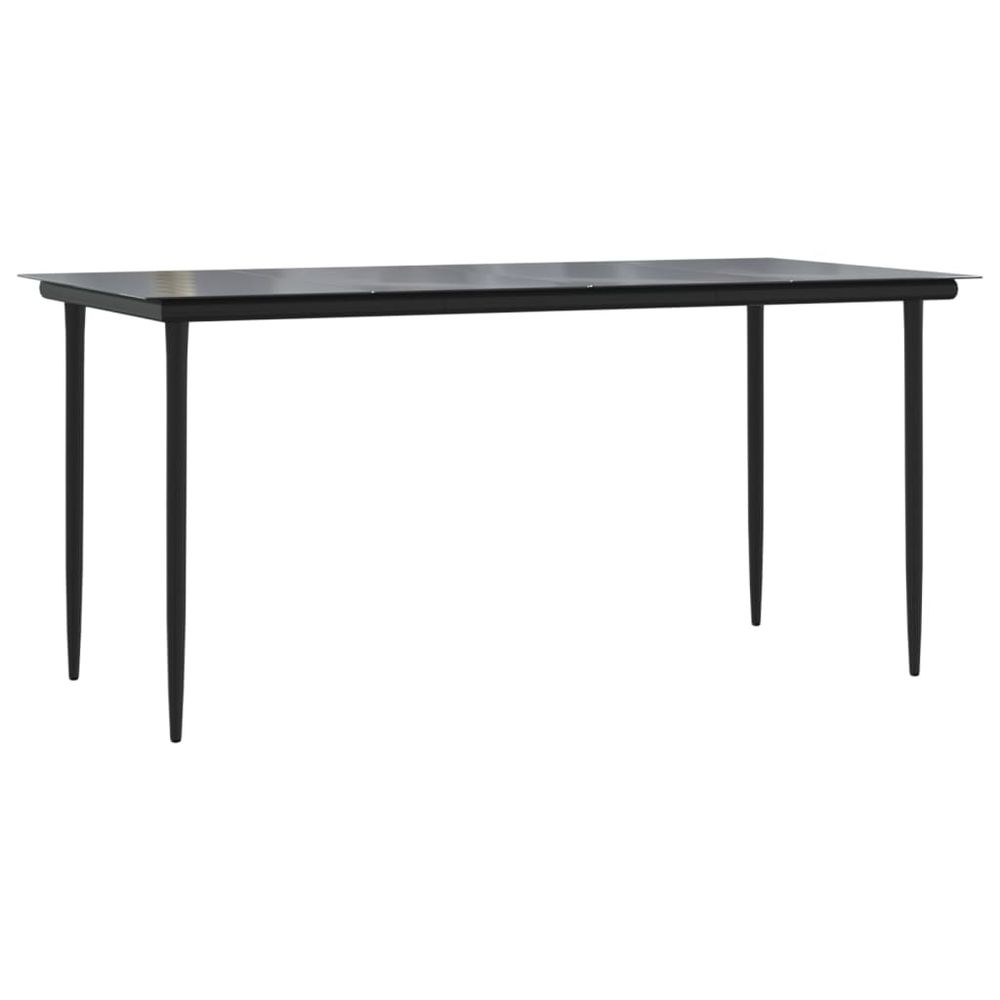 Garden Dining Table Black 160x80x74cm Steel and Tempered Glass - anydaydirect